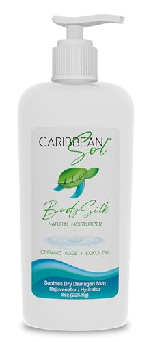 Caribbean Sol Kukui Body Silk After Sun Lotion - Organic Aloe Vera Relief, Vegan - 8oz