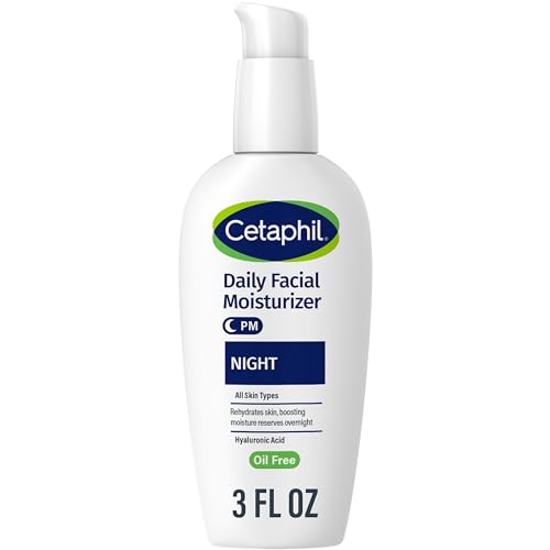 Cetaphil Night Moisturizer - Hydrating with Hyaluronic Acid, Non-Comedogenic, 3oz