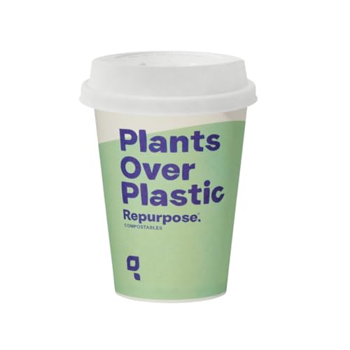 Repurpose Compostables Cup & Lid Set - BPA-Free, No PFAS, FDA Approved - 12oz, 40 Count