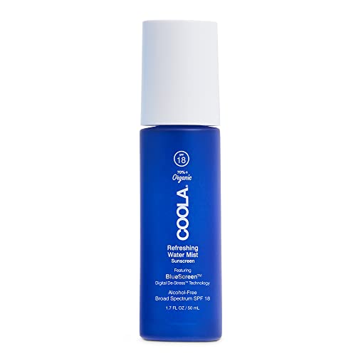 COOLA Refreshing Water Mist SPF 18 - Hydrating Face Sunscreen with BlueScreen Tech - 1.7 Fl Oz