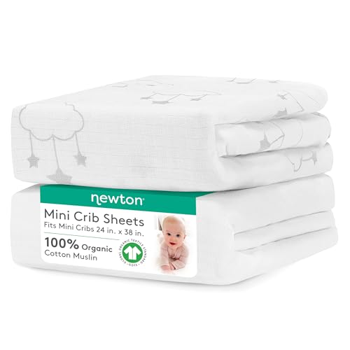 Newton Baby Mini Crib Sheets 2-Pack - Organic Cotton, Breathable, GOTS Certified - 24" x 38"