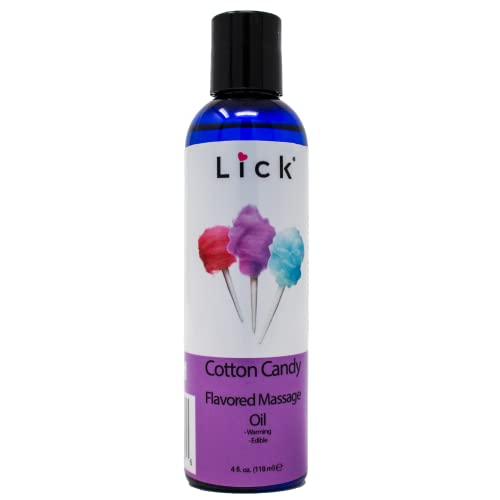 LICK Cotton Candy Massage Oil - Nourishing Vitamin E, Non-Greasy & Vegan - 4 oz