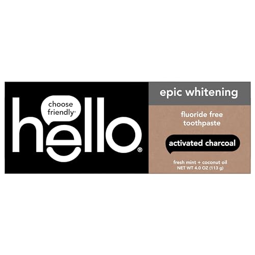 hello Activated Charcoal Toothpaste - Whitens Teeth, Vegan, Fluoride-Free, Fresh Mint - 4oz