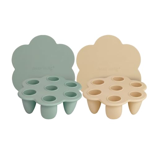 Little Twig Baby Food Freezer Tray - BPA-Free Silicone, Airtight Lids, 2-Pack, Sage/Hazelnut