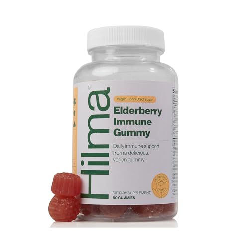 Hilma Elderberry Gummies - Immune Support with Vitamin C & Zinc, Vegan, Non-GMO - 60 Count