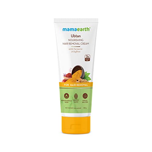 Mamaearth Hair Removal Cream - Nourishing Turmeric & Saffron, Hydrating Smooth Skin - 3.53oz
