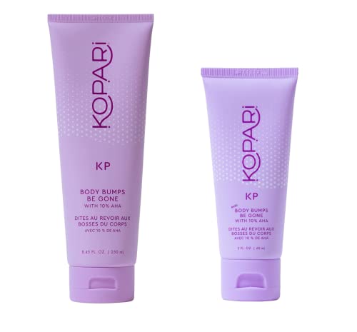 Kopari KP Body Scrub Set - Smooth Skin, Reduce Bumps, 10% AHA - 8.45oz & 2oz Travel Size