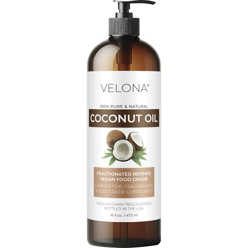 velona Coconut Oil Carrier Oil - 100% Pure, Ultra Refined for Hair & Skin Care - 16 fl oz