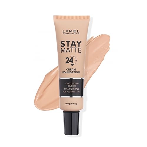 LAMEL Foundation Stay Matte - Full Coverage, Hypoallergenic, Vegan - Toffee, 1.01 fl. oz