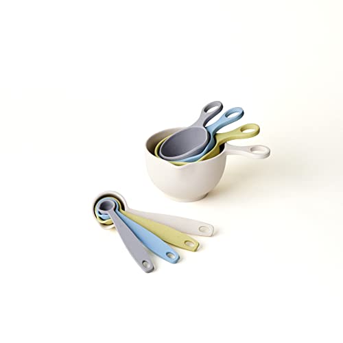 Bamboozle Measuring Cups & Spoons Set - Durable Bamboo Fiber, 8 Sizes, Easy Storage - Pastel