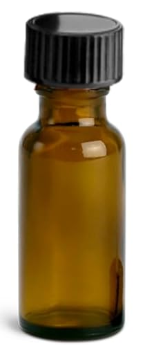 Premium Amber Glass Boston Round Bottles - UV-Protective, Leak-Proof Caps, 5-Pack, 1/2 oz