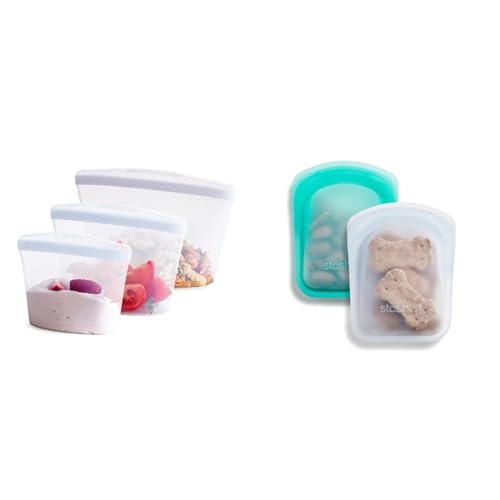 Stasher Silicone Food Storage Set - Versatile Bowls & Bags, BPA-Free, Reusable - 3 Bowls + 2 Bags