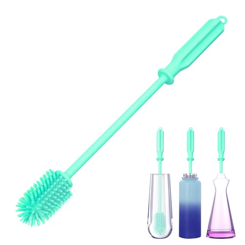 Obsoorth Bottle Brush Cleaner - BPA-Free Silicone, Non-Scratch Bristles, 15" Long - Portable