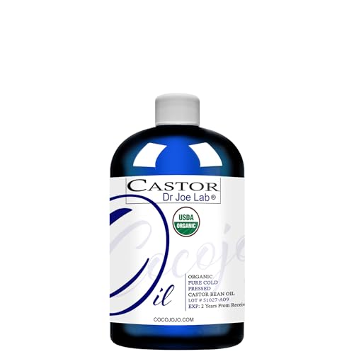 Dr Joe Lab Pure Castor Oil - USDA Organic, Moisturizes Hair, Skin, Nails - 8oz