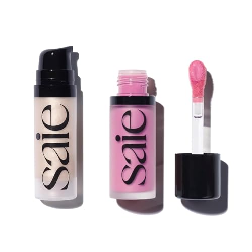 Saie Mini Glowy Super Gel & Dew Blush Duo - Hydrating Illuminator & Blendable Tint - 0.5oz + 0.4oz