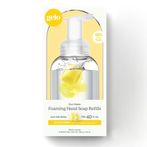 Gelo Hand Soap Refill Pods - Tough on Germs, Nourishing Essential Oils - 40oz Lemon, Basil, Geranium