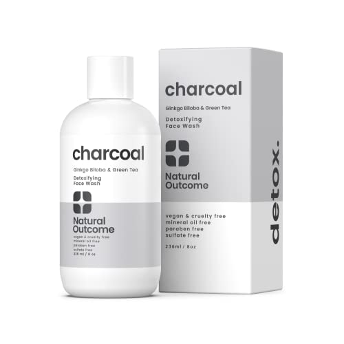 Natural Outcome Charcoal Face Wash - Detoxifies Acne-Prone Skin, Hydrates with Green Tea - 8oz