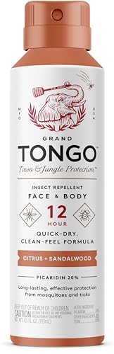 Grand Tongo Bug Spray - 12-Hour Protection with Picaridin, Quick-Dry Citrus + Sandalwood