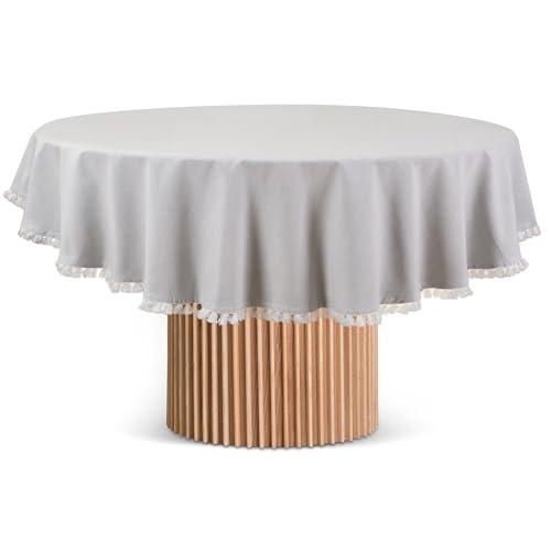 Cotton Clinic Round Tablecloth - Soft 100% Cotton, Perfect for All Occasions - 60 Inches Light Grey