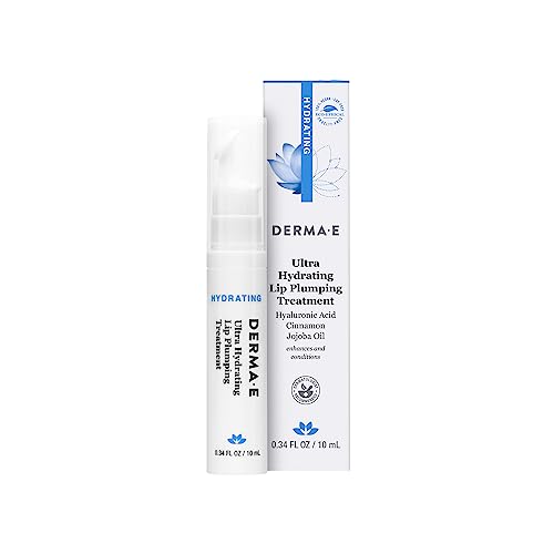 DERMA E Lip Plumper - Hydrating Treatment for Enhanced Fullness & Natural Color - 0.34 Fl Oz