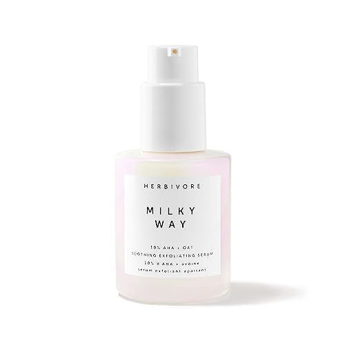 HERBIVORE Milky Way Face Serum - 10% AHA for Instant Glow, Oat & Ceramides - 30mL