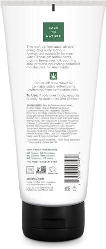 Andalou Naturals CannaCell MEN Body Lotion - Nourishing, 100% Vegan, THC Free - 8.5oz