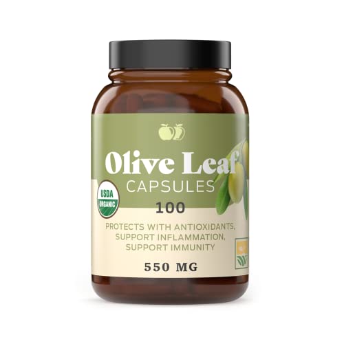 Complete Natural Products Organic Olive Leaf Capsules - Immune Support, 550mg, 100 Count