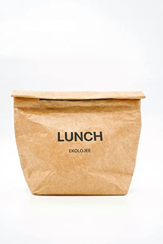 EKOLOJEE Insulated Lunch Bag - Maintains Food Temperature, Reusable, Durable Paper - Brown