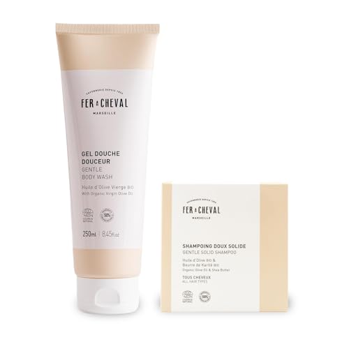 Fer à Cheval Solid Shampoo & Body Wash Set - Organic Olive Oil, Hypoallergenic Oat Milk - 200ml