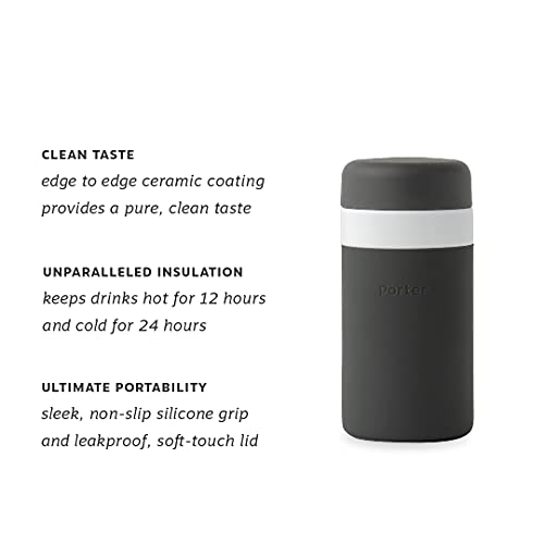 W&P Porter Insulated Bottle - Pure Ceramic Coating, Leakproof, Dishwasher Safe - 12 oz, Charcoal