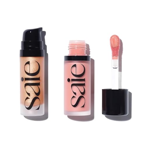 Saie Luminizer Duo - Hydrating Illuminator & Blendable Liquid Blush, Rosy & Sunglow - 0.5oz + 0.4oz