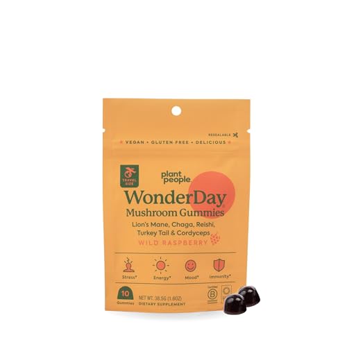 Plant People WonderDay Mushroom Gummies - Daily Mood & Immune Support, Vegan, Natural - 60 Count