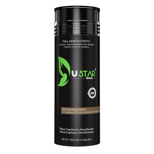 Ustar Hair Building Fibers - Natural Look for Thinning Hair, 9 Shades Available - 27.5g