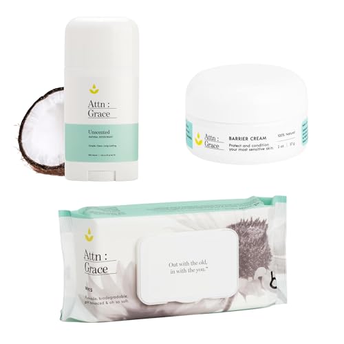 Attn: Grace Feminine Care Set - Nourishing Deodorant, Barrier Cream & Wet Wipes, 60 Ct