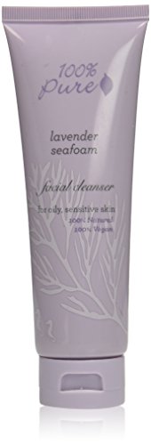 100% Pure Lavender Seafoam Facial Cleanser - Gentle, Organic Ingredients, 3.4 oz