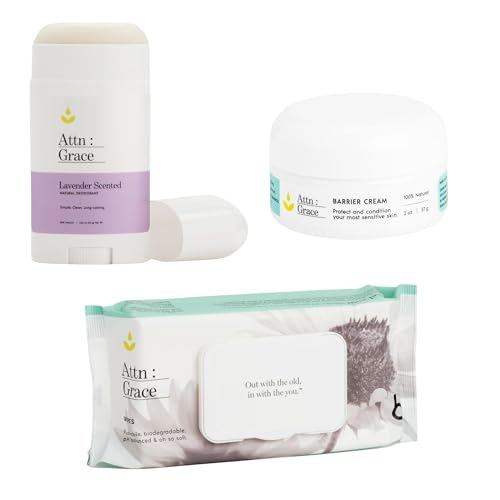 Attn: Grace Feminine Care Set - Nourishing Deodorant, Barrier Cream & Wet Wipes, 60 Ct