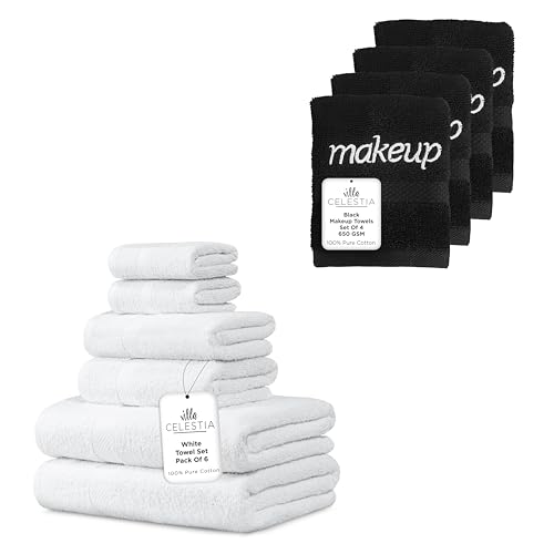 100% Cotton Towel Set - Ultra Absorbent & Soft, OEKO-TEX Certified - 10 Towels for Home & Spa