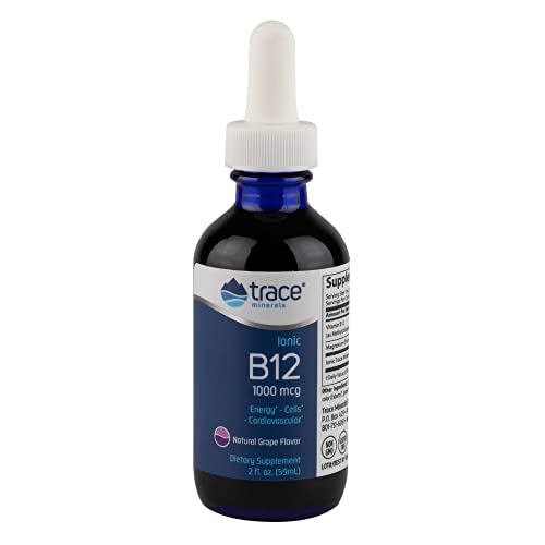 Trace Minerals Liquid Ionic Vitamin B12 1000mcg - Brain Support, Vegan, Gluten Free - 2 fl oz