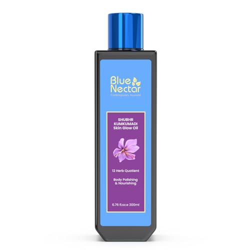 Blue Nectar Kumkumadi Body Oil - Deep Hydration, Natural Glow, Relaxing Aroma - 6.76 fl oz