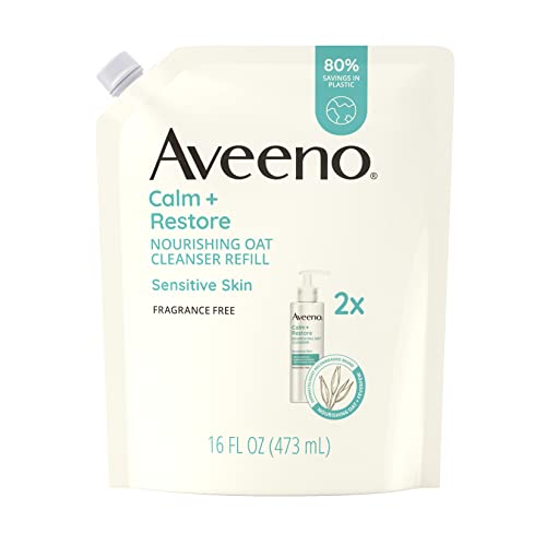 Aveeno Face Cleanser - Nourishes & Calms Sensitive Skin, Hypoallergenic, Fragrance-Free - 16oz