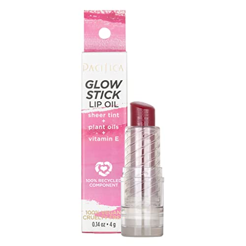 Pacifica Lip Oil - Hydrating Shine with Plant Oils & Vitamin E, Crimson Crush - 0.14oz