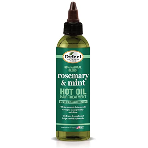 Difeel Hot Oil Hair Treatment - Nourishing Rosemary & Mint with Biotin for Growth - 8 oz