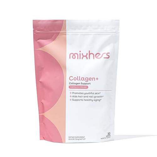 Mixhers Collagen+ Powder - Supports Skin, Hair, Joint & Bone Health - Vanilla Cream, 24.5oz