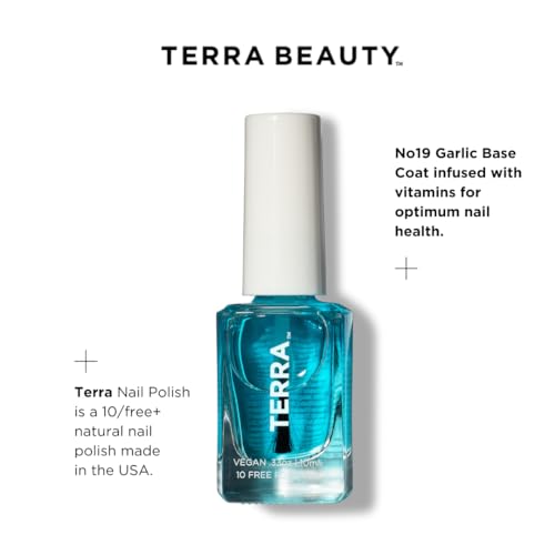 Terra Nail Polish No. 19 Garlic Growth Base Coat - Vegan, Cruelty-Free, Non-Toxic - 15ml