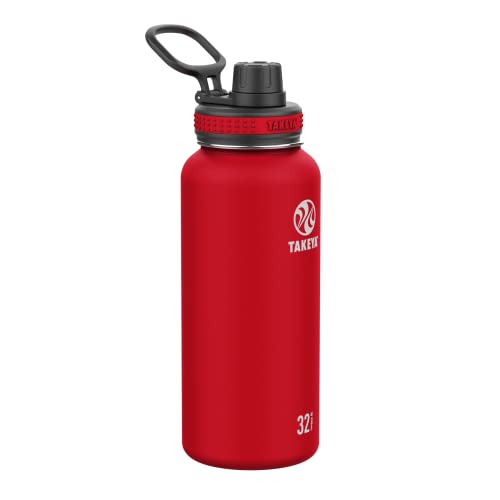 Takeya Originals 32 oz Insulated Stainless Steel Water Bottle - Keeps Drinks Cold & Hot - Fire