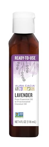 Aura Cacia Lavender Essential Oil - Calming Aroma, GC/MS Tested Purity - 4 fl. oz. in Coconut Oil