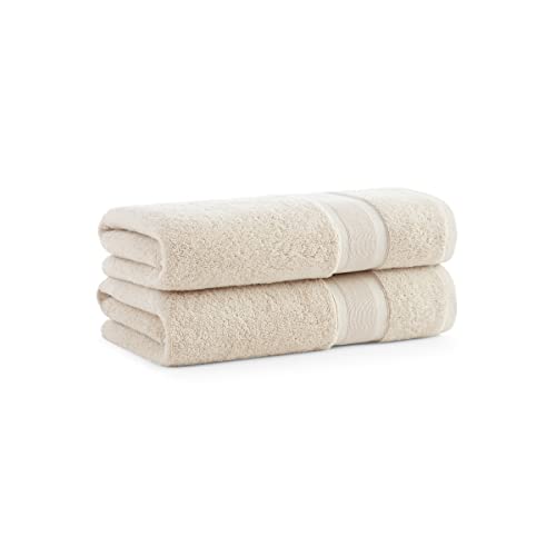 Aston & Arden Turkish Bath Towels - Luxuriously Soft, Recycled Cotton Blend, 30x60, Wheat Beige