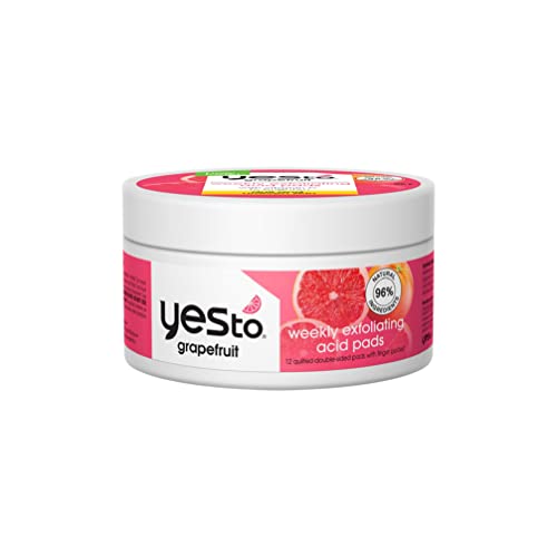 Yes To Grapefruit Facial Peel - Brightens, Exfoliates, Antioxidants, 95% Natural - 12 Pads