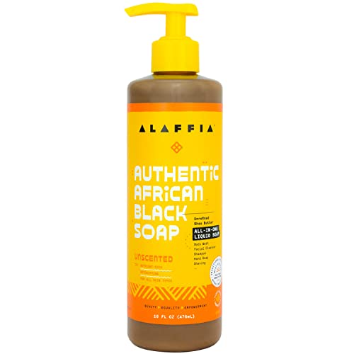 Alaffia Authentic African Black Soap - Detoxifying Body Wash, Moisturizing & Gentle - 16 Fl Oz