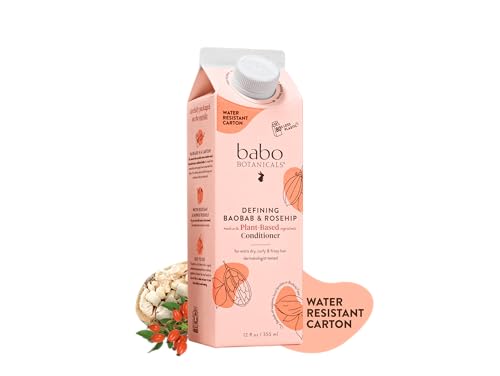 Babo Botanicals Baobab & Rosehip Conditioner - Smooth & Define Curly Hair, Vegan - 12oz